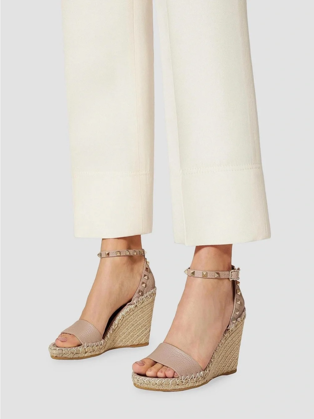Valentino Garavani  Rockstud Ankle Strap Sandals in Blush Pink